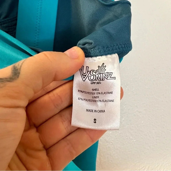 UV SKINZ‎ active Swim Top Bra Women's Size Small Padded Cups Blue Teal UPF 50 - Picture 10 of 15